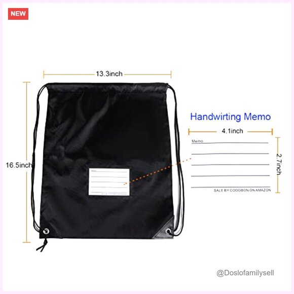 16 Pack Drawstring Bags, Polyester Fabric, Reinforced PU Leather Corners, main image 5